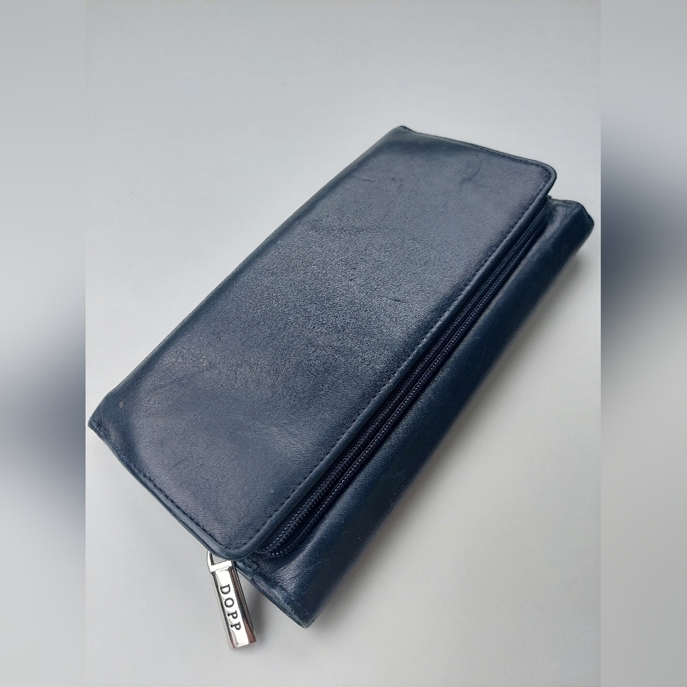 Leather Dopp Wallet Long Wallet Black ( Bag E)